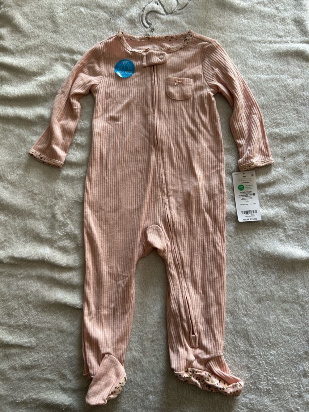 Carter's Dusty Pink Ribbed Footed One-Piece